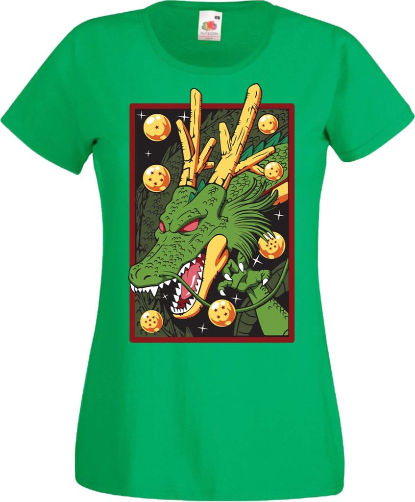 Damen T-Shirt Manga Anime Dragon Anime Manga Ball Z Shenron Shenron Dragon, Lady XL / Grün