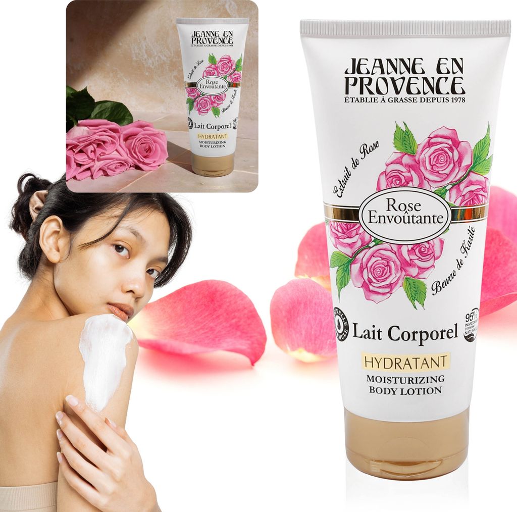 Jeanne en Provence - Rose Envoûtante Feuchtigkeitsspendende natürliche Körperlotion mit Rosenduft 200ml