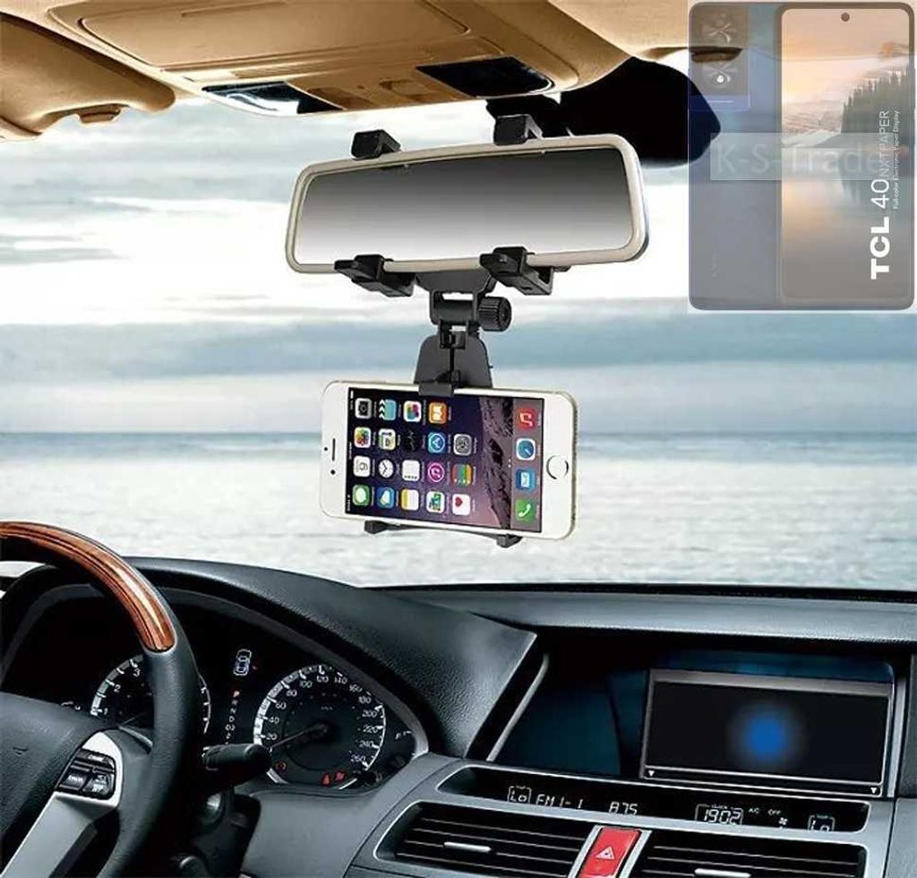 K-S-Trade Smartphone Halterung kompatibel mit TCL 40 NXTPAPER Rückspiegel Halterung schwarz Auto Halterung KFZ Halter