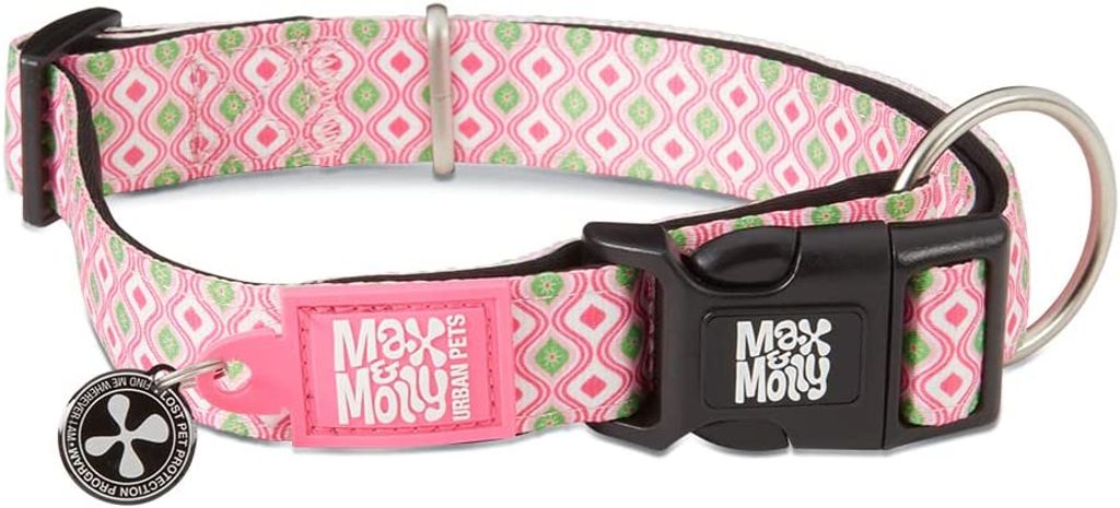 Max Molly | Gotcha! Smart ID Retro Halsband - Hundehalsband Verstellbare Größe: XS - L, Verschiedene Designs (Rosa, M)