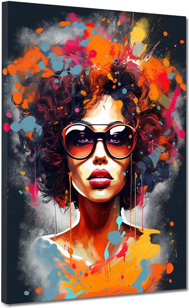 Leinwandbild Wandbild Kunstdruck XXL Wanddeko Frau mit Locken: 90x120x2cm