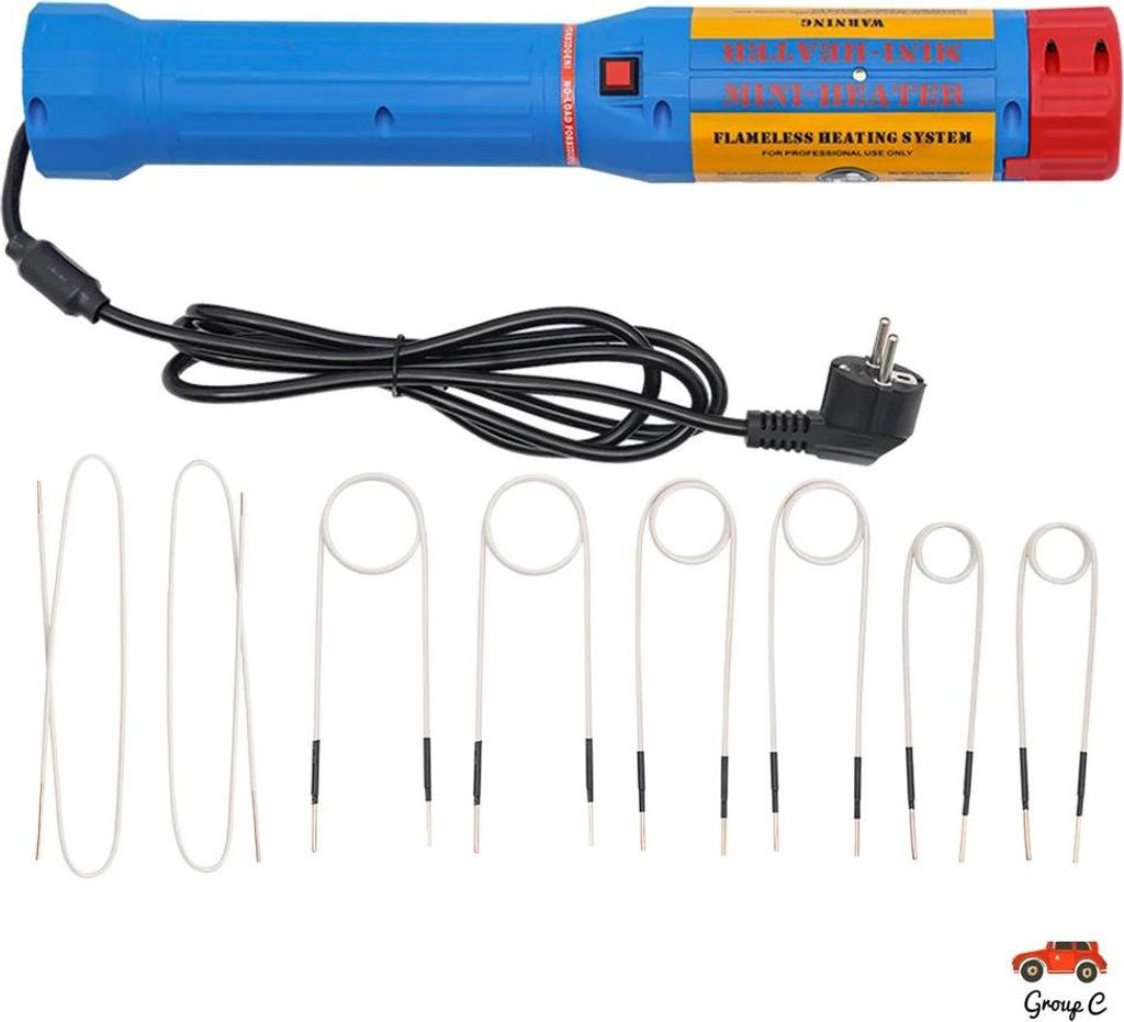 Induktionsheizgerät zum Lösen von Schrauben und Muttern - Set - Leistung 1100 W - EU-Stecker 220 V - Spulenset 8 Stk - Heizzeit 5–40 s - Max 80...