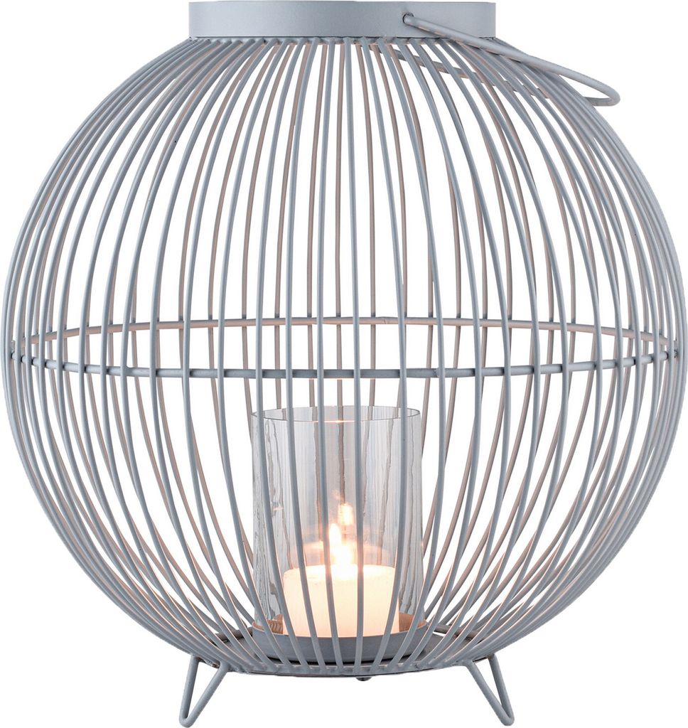 Marrakesch Skandinavische Deko Windlichter Metall Draht & Glas 30cm groß grau | Windlicht Teelichthalter Leya als Gartendeko & Wohnzimmer Tisch De...