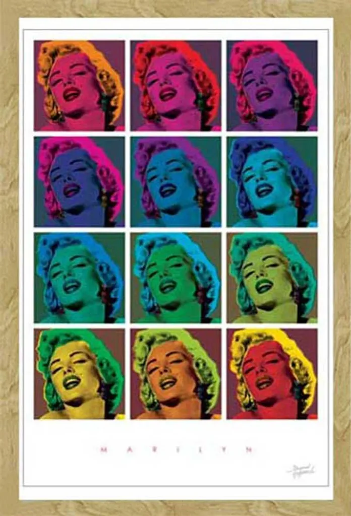Quadro Marilyn Monroe Pop Art con Cornice Shinsuke Sicura in Faggio
