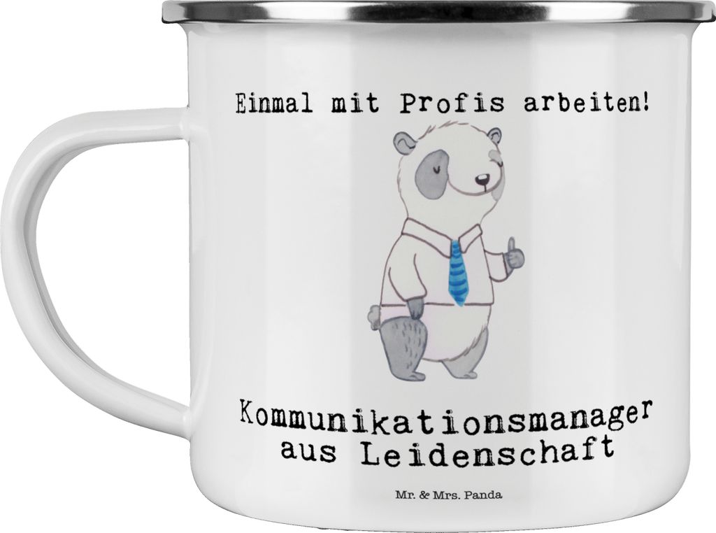 Mr. & Mrs. Panda Teebecher Kommunikationsmanager Leidenschaft - Weiß - Geschenk, emaillebecher, Emaille Becher, Teetasse, Spruch, Interkulturelle ...