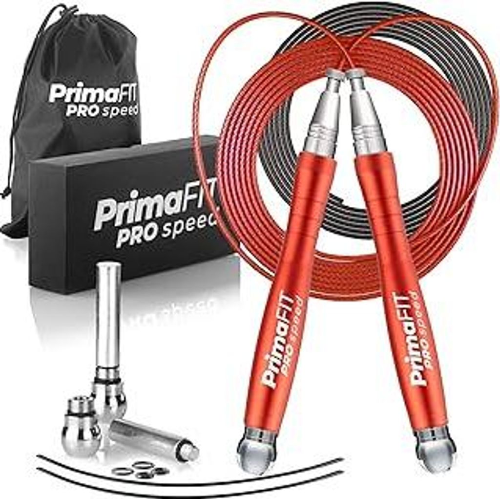PrimaFIT Springseil Erwachsene Fitness Pro Speed Jump Rope 3m Seilspringen Verstellbar Mit Gewichten, 2 Kugellager & Anti-Rutsch Griffe, Profi Skip...