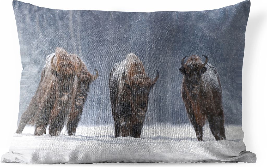 MuchoWow Outdoor Kissen - Tiere - Schnee - Amerika - 60x40 cm - Wetterfest - Lounge Kissen - Zierkissen - Kissen für Innenräume