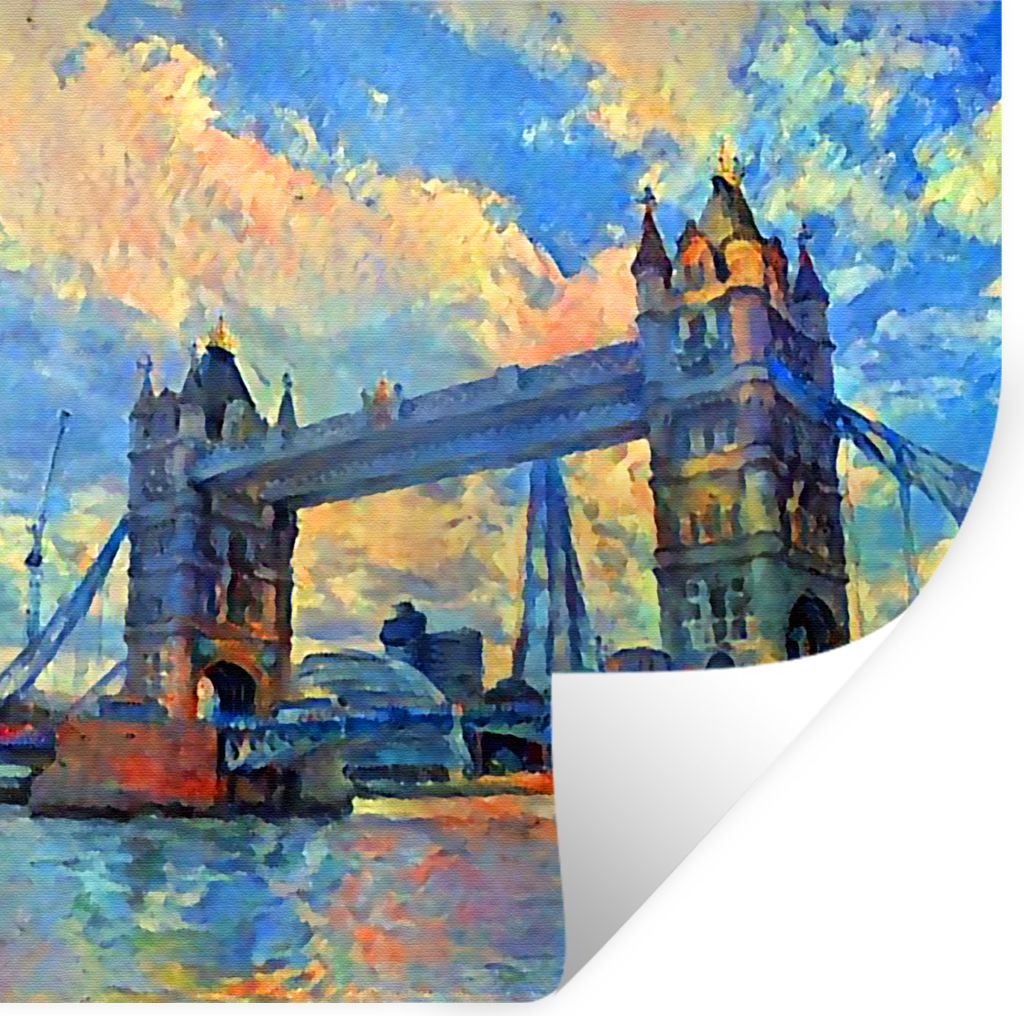 MuchoWow Wandtattoo Wandsticker Wandaufkleber Gemälde - London - Brücke - Öl 50x50 cm Selbstklebend und Repositionierbar - Selbstklebend - Fot...