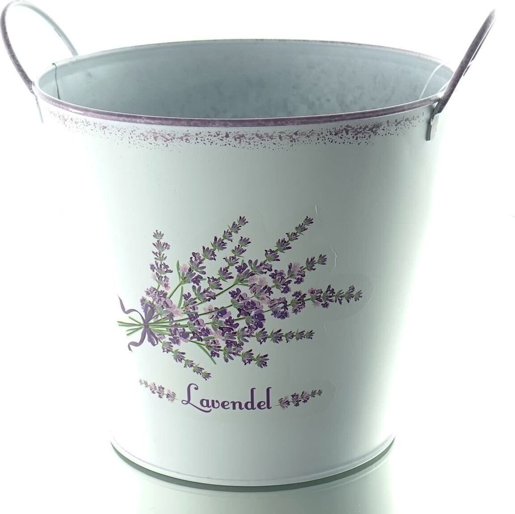 SCHEULEN Topf Weiß mit Griffen im Vintage Look & Lavendelmotiv Ø 15 cm - Metall