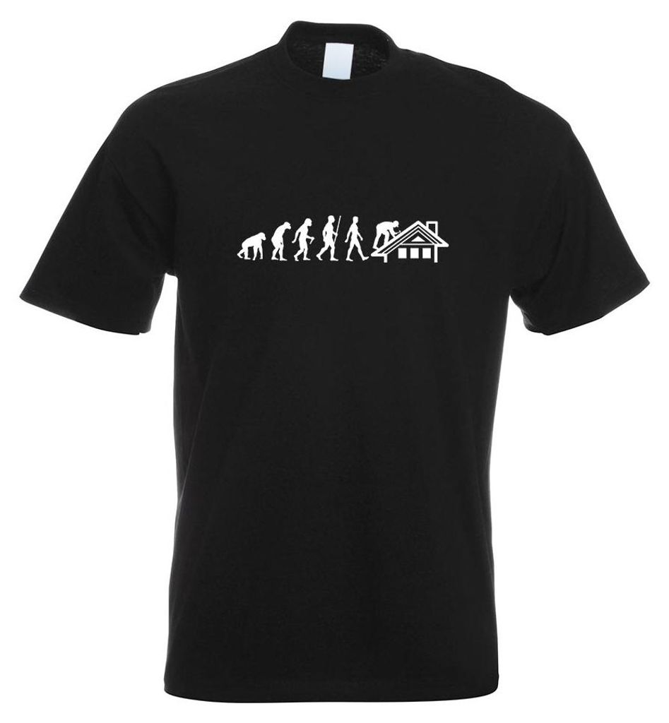 Kiwistar - T-Shirt - schwarz - Evolution Dachdecker Herren Funshirt Bedruckt Design Sprüche Spruch Motive - mit Motiv Bedruckt - Funshirt Design -...