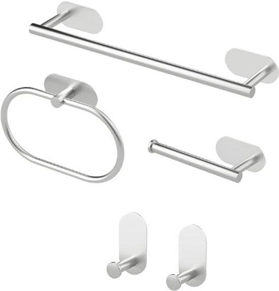 Wandmontage-Badkamer-Accessoires-Set - Zelfklevende Toiletrolhouder & Handdoekhaak - Edelstahl