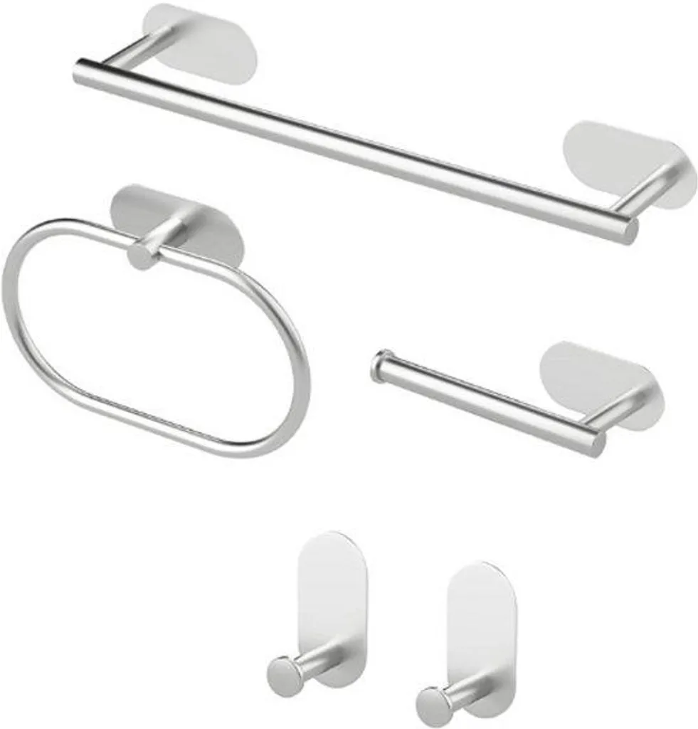 Accessoires de bain en acier inoxydable avec fixation autocollante