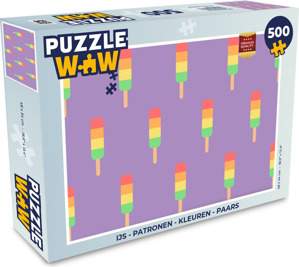 MuchoWow Puzzle 500 Teile Eiscreme - Muster - Farben - Lila - 500 Teile - Kinder - Selberbauen - Puzzlespiele