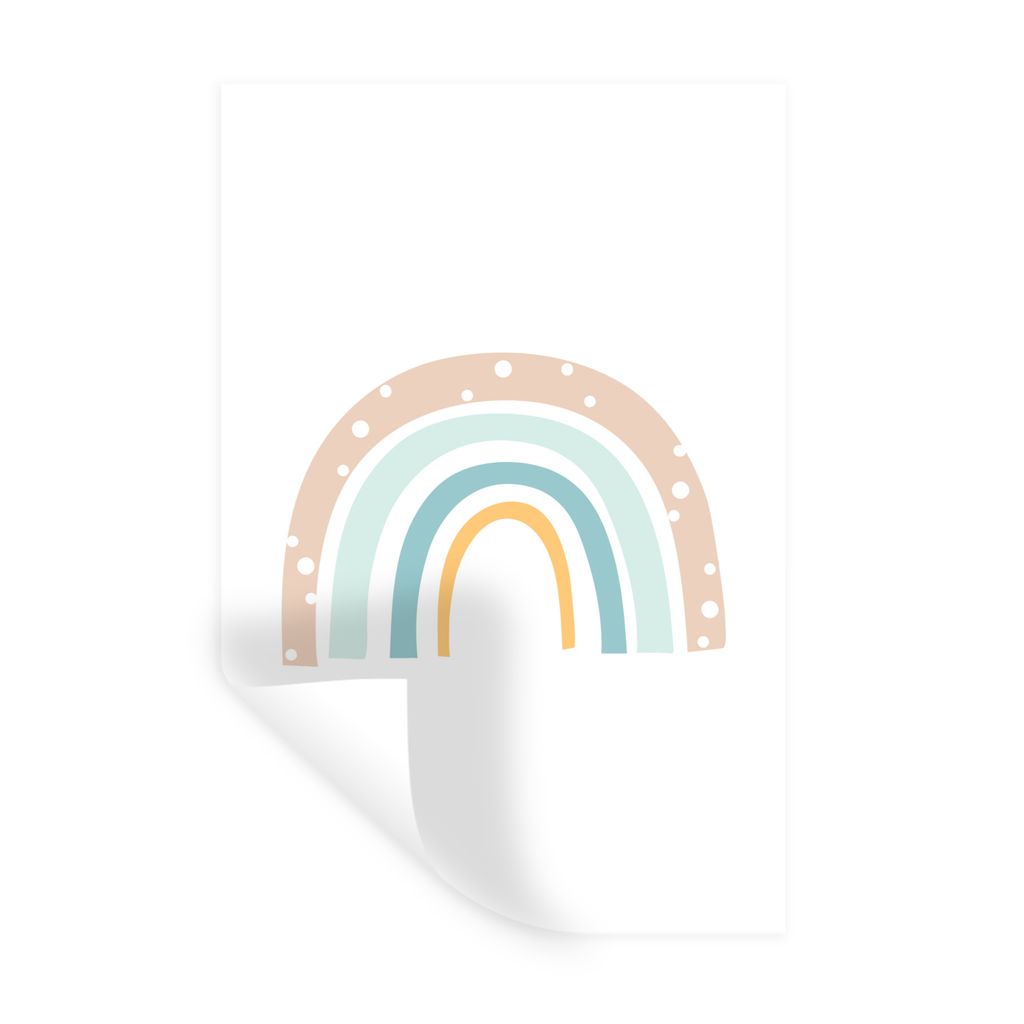MuchoWow Wandtattoo Wandsticker Wandaufkleber Regenbogen - Kinder - Pastell - Tupfen - Baby 60x90 cm Selbstklebend und Repositionierbar - Sticker...