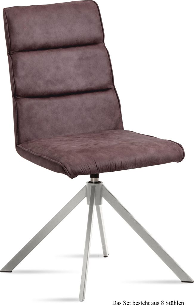 Esszimmerstuhl drehbar (8er-Set) Dulcea 47x92x60 Edelstahl/Braun