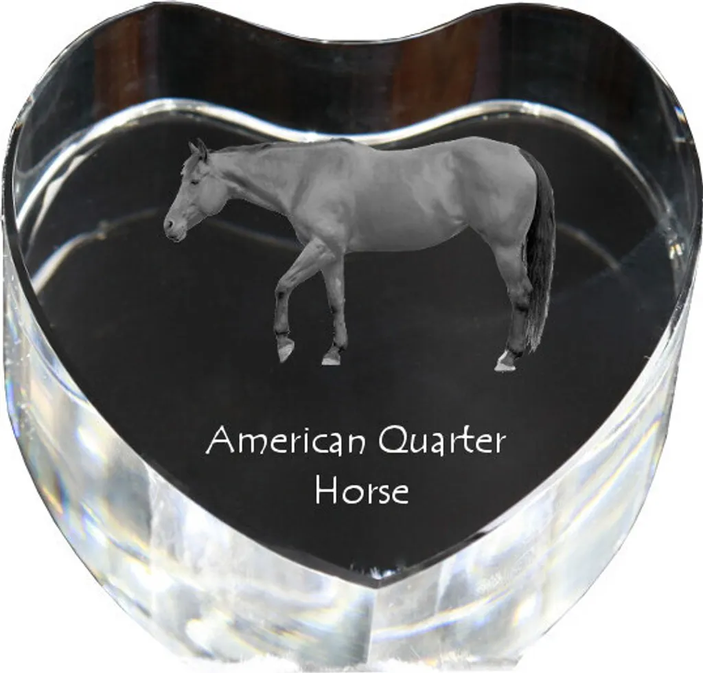 Cœur en Cristal et Photo de Cheval Américain - Design Unique Art-Dog