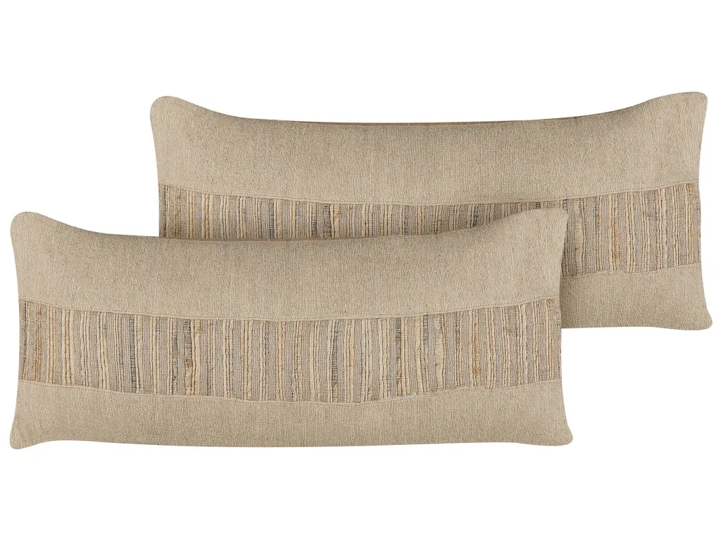Coussins de Canapé en Jute Beige 45x45 cm Faciles à Laver Lot de 2 Zip