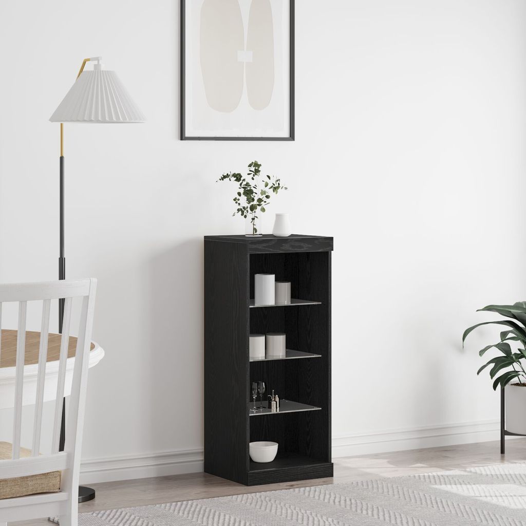 Sideboard mit LED-Lichtern Schwarze Eiche 41x37x100 cm, Kommoden DesignMöbel Neu