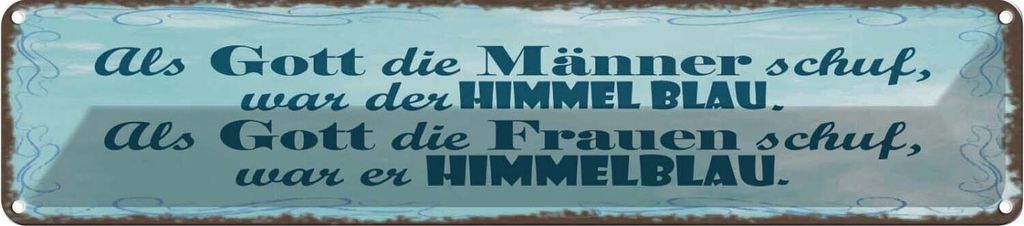 vianmo Blechschild 10x46 cm Gott Männer Frauen schuf Himmel Spruch Zitat