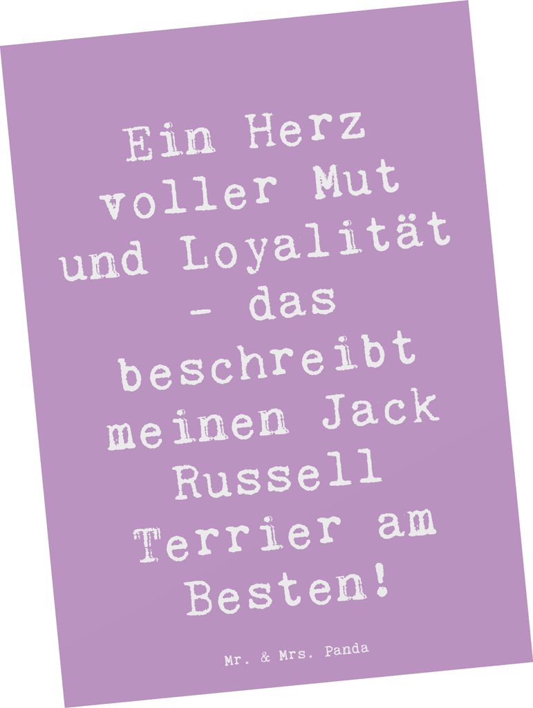 Mr. & Mrs. Panda Postkarte Spruch Jack Russell Terrier - Lavendeltraum - Geschenk, Fotokarte, Hunderasse, Grußkarte, Ansichtskarten, tapfer, Hund,...