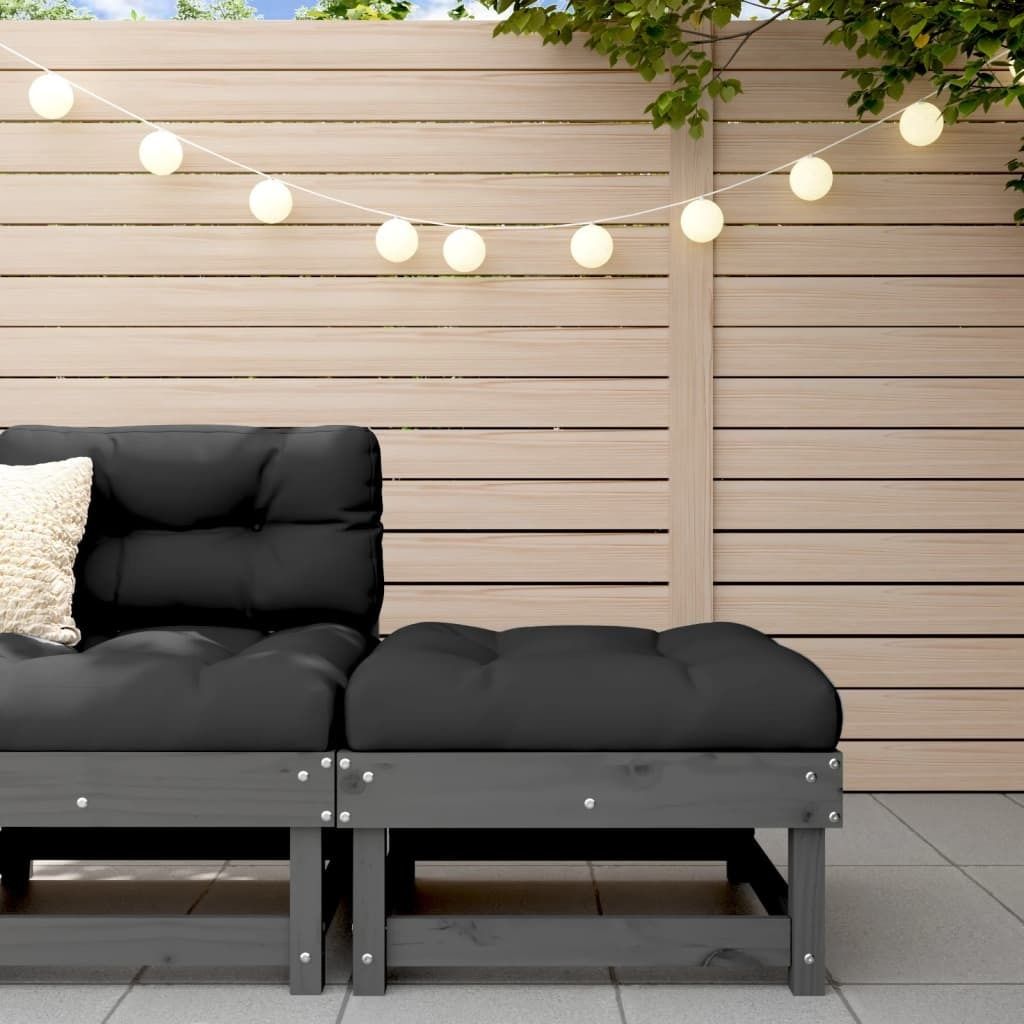 Design Möbel Gartenhocker Grau Massivholz Kiefer - 2024 Neu