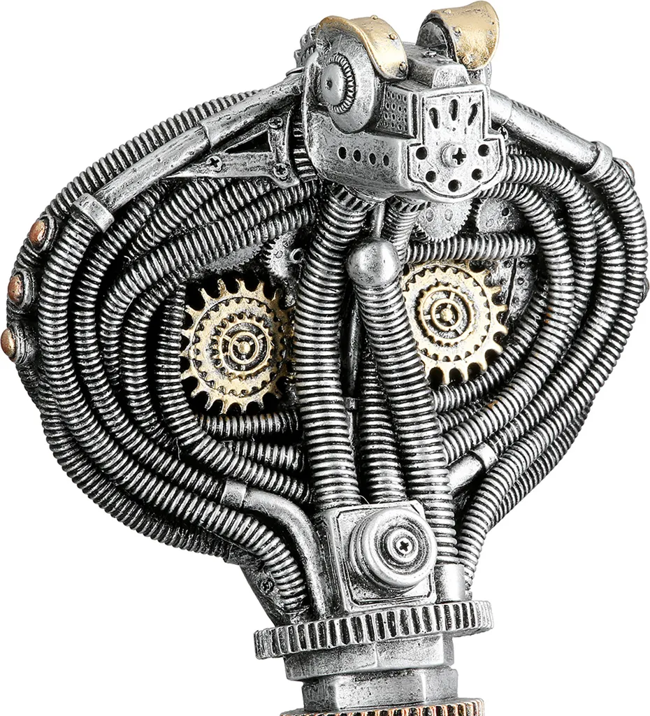 Sculpture Cobra Steampunk en Résine Argent 30cm - Détails Mécaniques