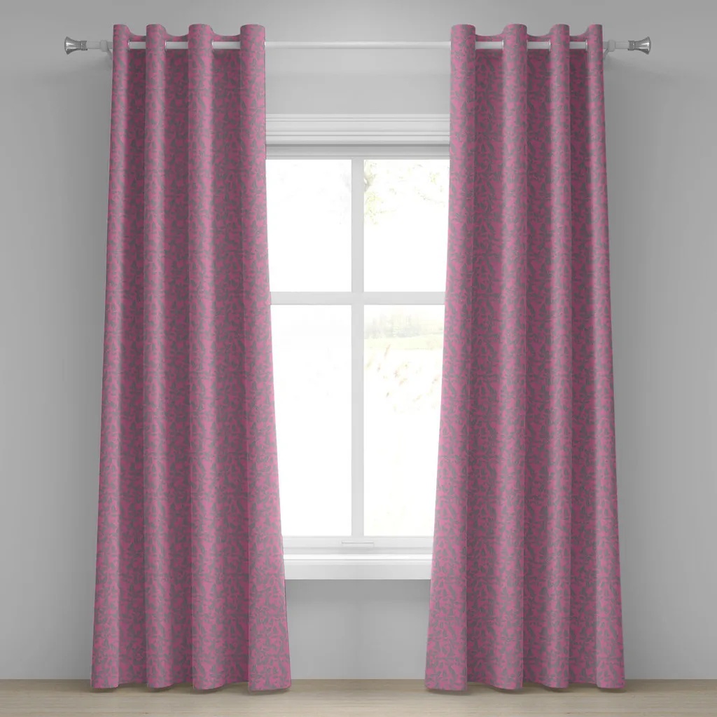 Rideaux à fleurs opaques et décoratifs rose et gris - 280 cm x 245 cm
