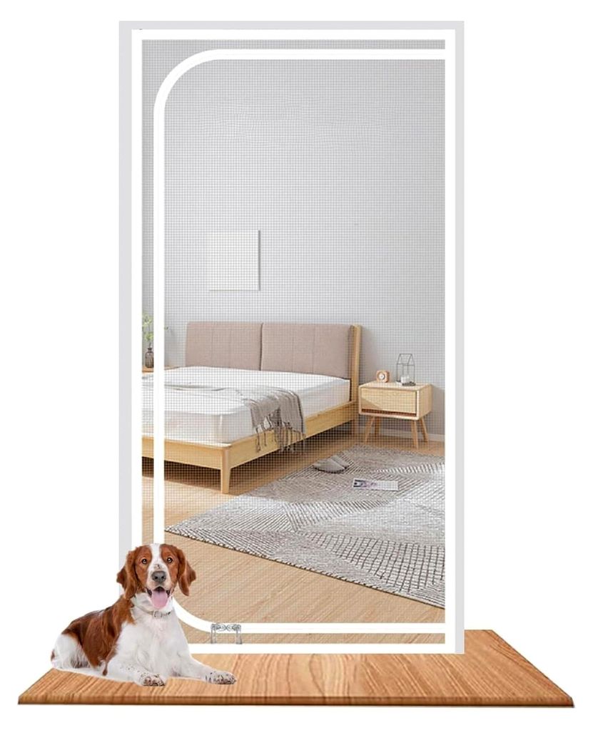 Katzengitter für Balkontüren 90cmx200cm, Verdicktes Fliegengitter für Wohnzimmer, Schlafzimmer, Küche, Terrasse, Kratzfest für Hunde und Katzen