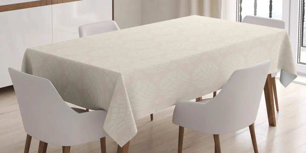 ABAKUHAUS Tovaglia color avorio, motivi circolari in tonalità pastello, disegno minimalista e semplice, 140 x 200 cm, color crema