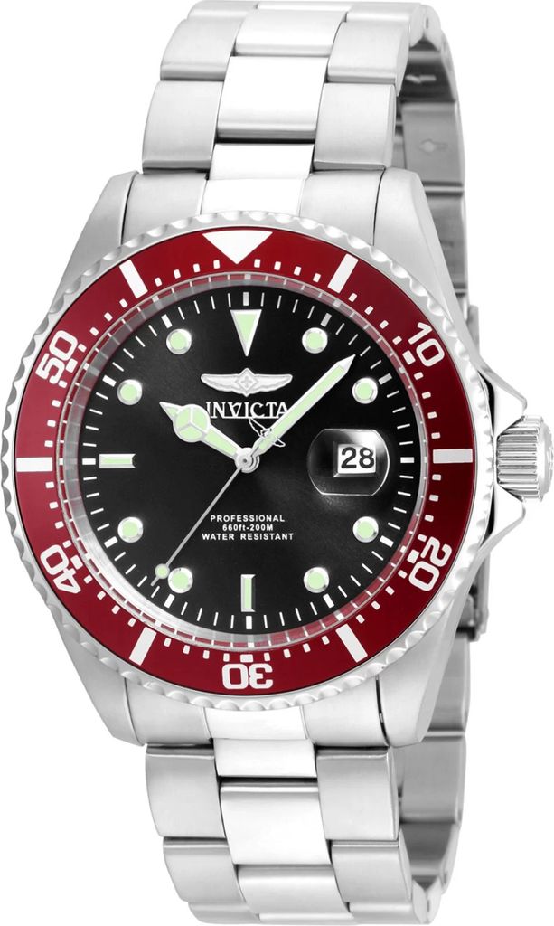 Invicta Pro Diver 22020 Herrenarmbanduhr - Quartz Uhrwerk - Edelstahl met Schwarzem Zifferblatt - 43 mm