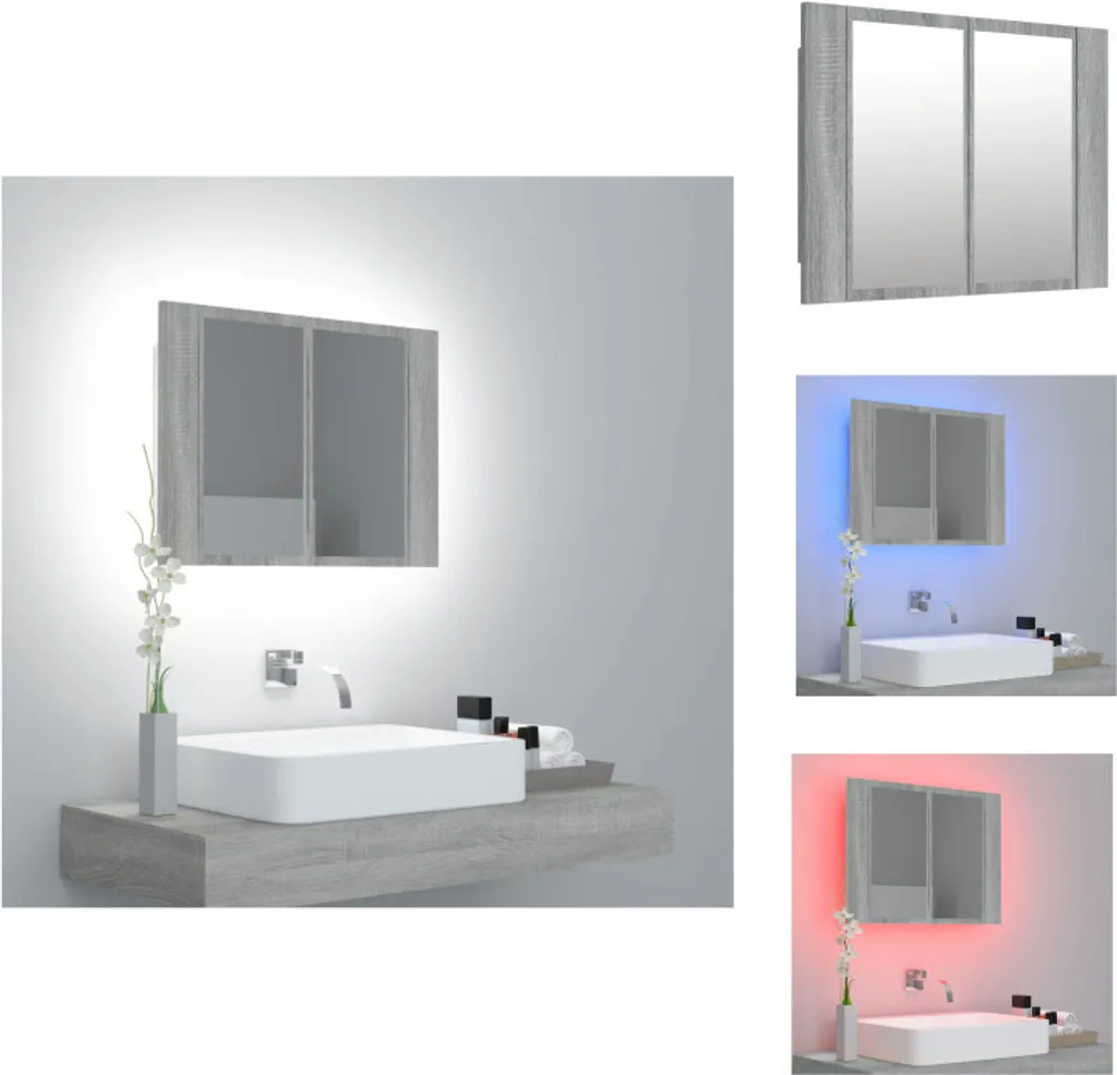 Armoire à miroir LED vidaXL Gris Sonoma 60x12x45 cm en bois composite