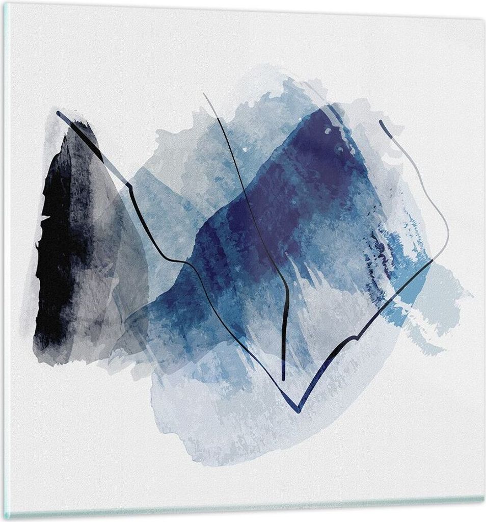Bilder auf glas - Einteilig - Blau Schwarz Abstraktion - 70x70cm - Glasbilder - Wandbilder - Bilder - zum Aufhängen bereit - Wanddekoration aus Gl...