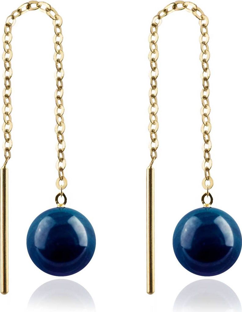 585 Gelbgold Durchzieher Ohrringe mit Lapislazuli