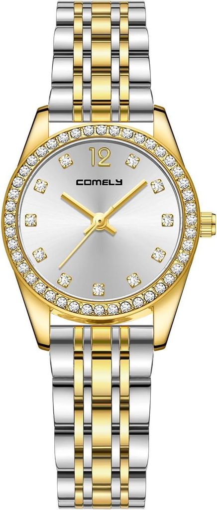 Watch Elegante Diamant Analog Wasserdicht Uhr Damen mit Sonnenschliff Zifferblatt - Edelstahl Quartz für Arbeit und Freizeit - Modebewusste Frauen