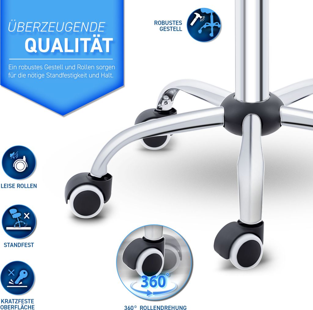 TRESKO Roller Stool Purple s opierkou Pracovná stolička Obrázok produktu 2