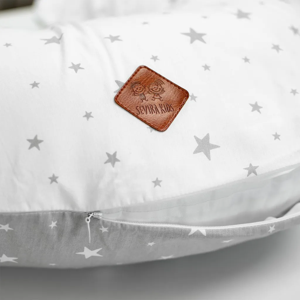 Coussin de maternité et d'allaitement Gris 120cm Sevira Kids Stella