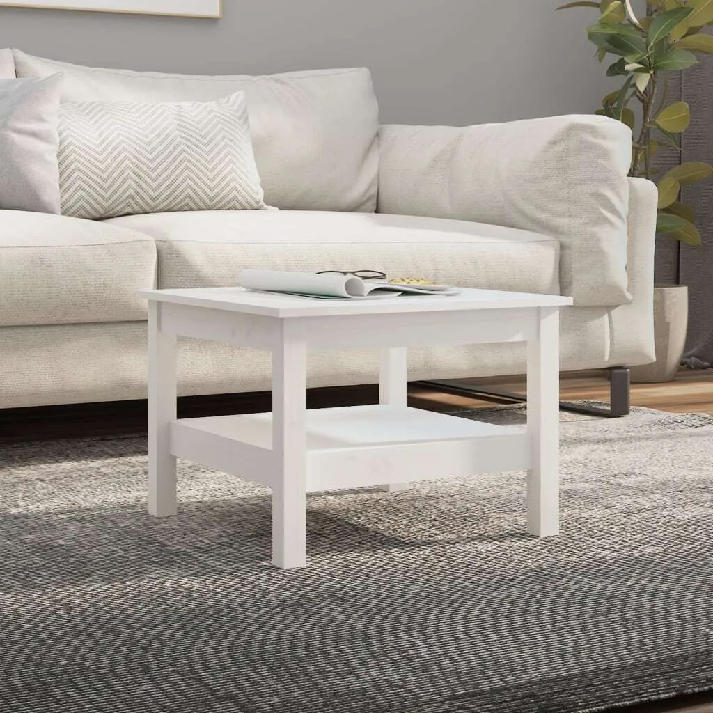 Tavolino bianco 55x55x40 cm pino massiccio, tavolini design 2024