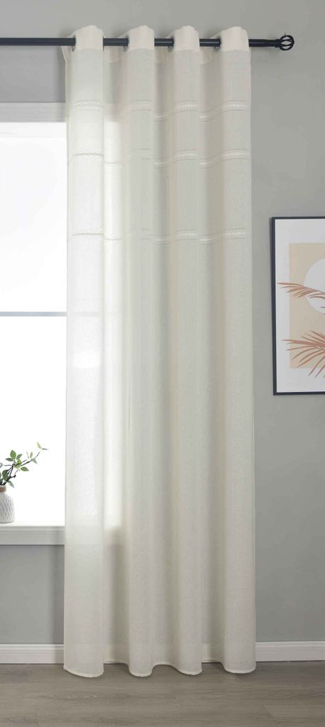 Halbtransparente Gardine mit Ösen HxB 245x145 cm Natur »Leipzig« Kettenmuster lichtdurchlässig elegante Struktur 202450