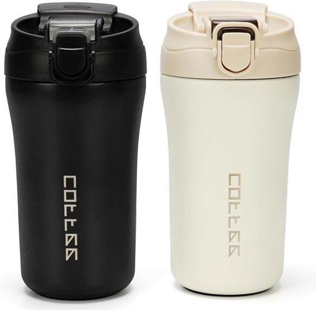 Isolierte Reise-Kaffee-Mokkenset von 2 - 400 ml - Geisolte Edelstahl - Dichtsitzende Dichtungen - Thermische Flaschen/Tumbler