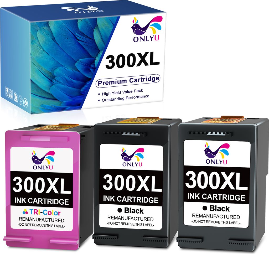 ONLYU 3er Druckerpatrone kompatible für HP 300XL DeskJet D 1600 2600 5500 5600 F 2400 4200 4400 4500 Series Envy 110 Series PhotoSmart C 4600 4700