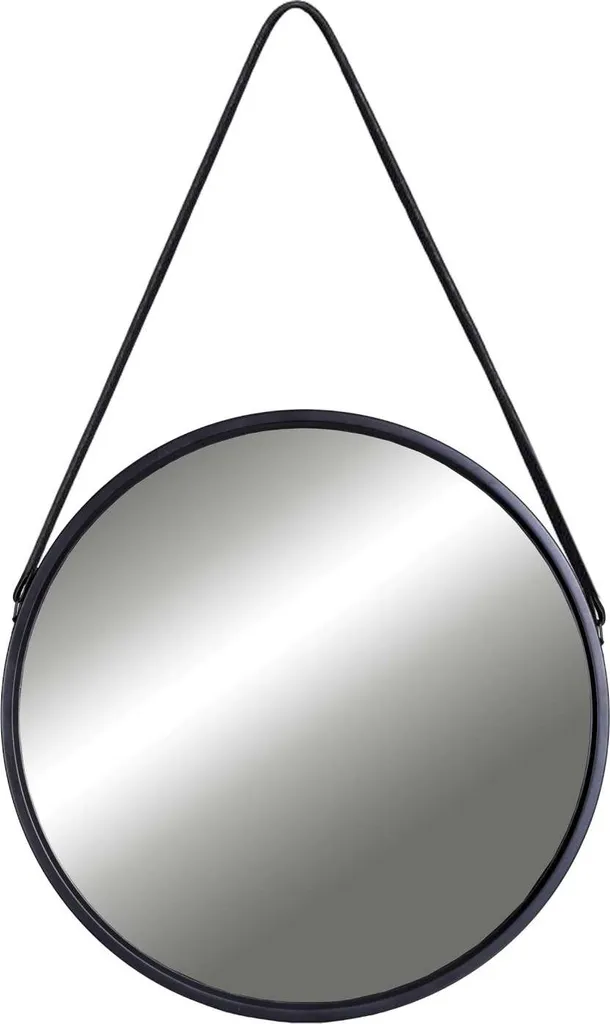 Miroir rond 50 cm Mirage noir avec sangle pour agrandir les petits espaces