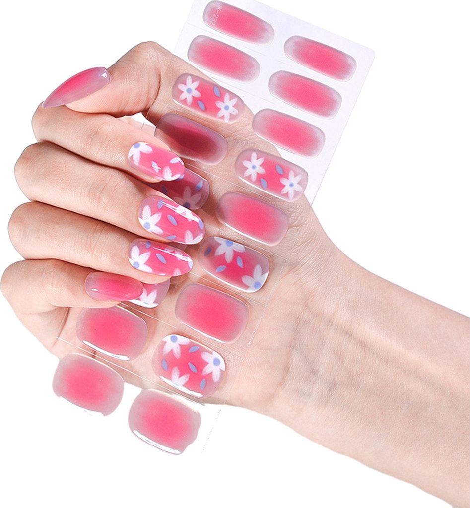 24 Stück UV-halbgehärtete Gel-Nagelstreifen, halbgebackenes Gel-Nagelpflaster, einfach anzubringen und zu entfernen, Nagelaufkleber mit Nagelfeile