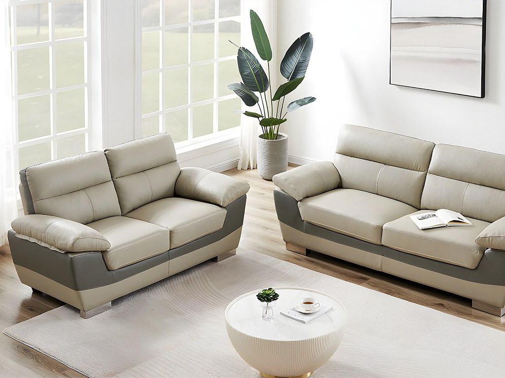 FRANCESCA 3+2 Ledersofa - Zweifarbiges Modell: grau und anthrazit