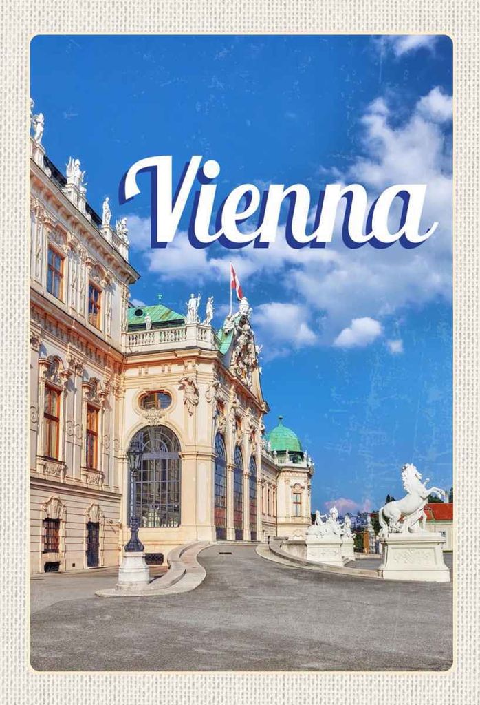 vianmo Holzschild 30x20 cm Wien Österreich Skulptur Mittelalter Bildmotiv Reisemotiv Abenteuer Reisen