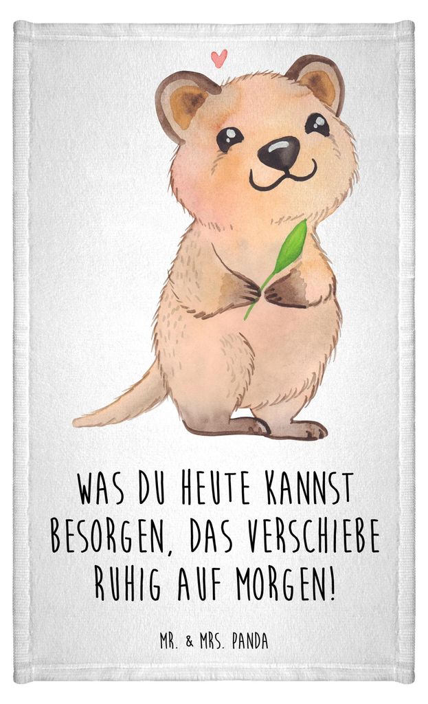 Mr. & Mrs. Panda Handtuch Quokka Happy - Weiß - Geschenk, Klein, Dinge Erledigen, Lustiger Spruch, Niedliches Tier, Verschieben, Frotteetuch, Aufs...
