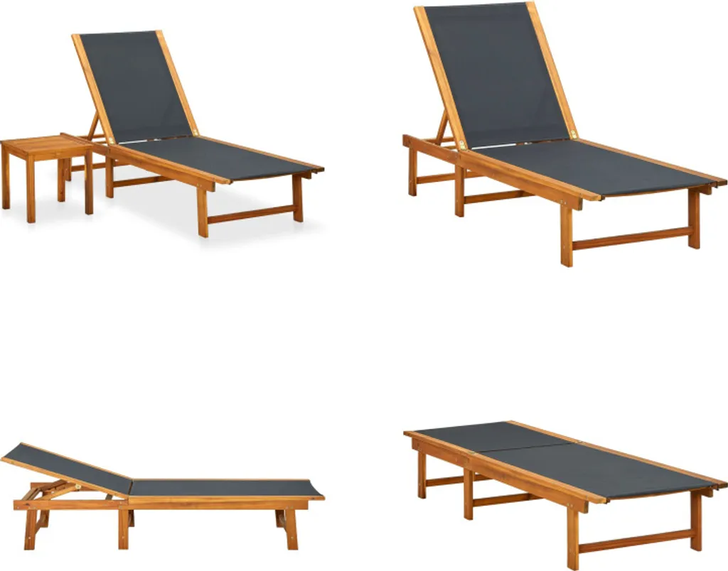 Chaise longue de piscine durable en acacia massif et textilène résistant