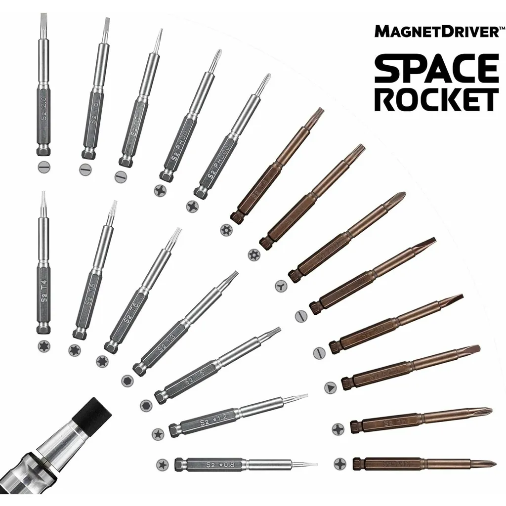 Kit tournevis magnétique Space Rocket : embouts interchangeables S2 (27 pcs)