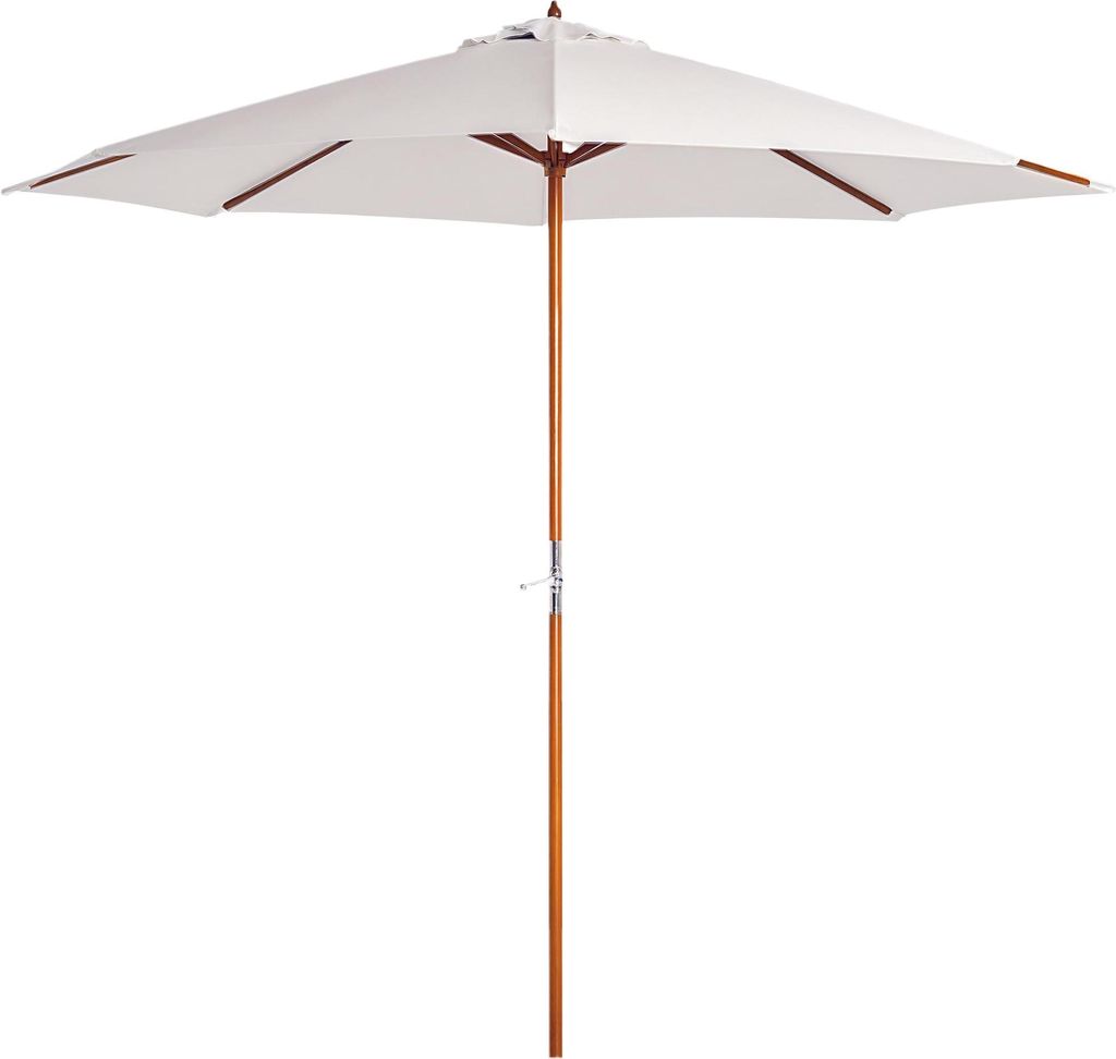 Holz Sonnenschirm Holzschirm Gartenschirm Balkonschirm 2,5m Creme