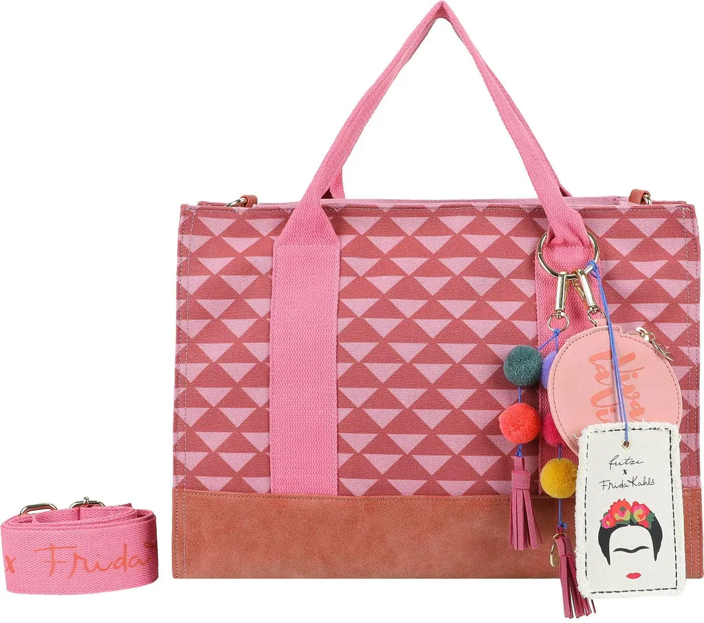 Fritzi aus Preußen Borsa Tracolla Canvas Frida Kahlo Geo Rosa 40cm