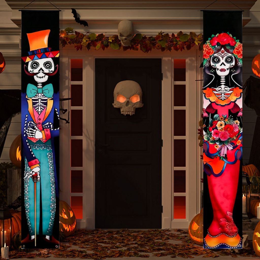 8-teiliges Halloween-Banner-Set – Stoff, 110 Cm, Für Tür & Wand, Gruselige Motive